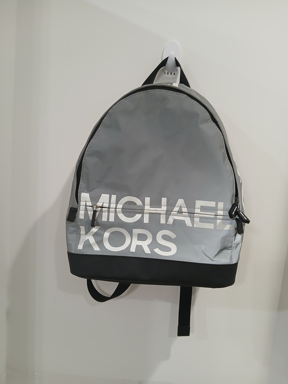 Michael Kors Gray Logo Backpack with Black Trim